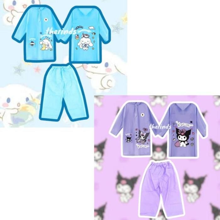 Jas Hujan Kuromi Cinnamoroll Setelan Jas Hujan Anak Kuromi Sticker Waterproof Jas Hujan Kuromi