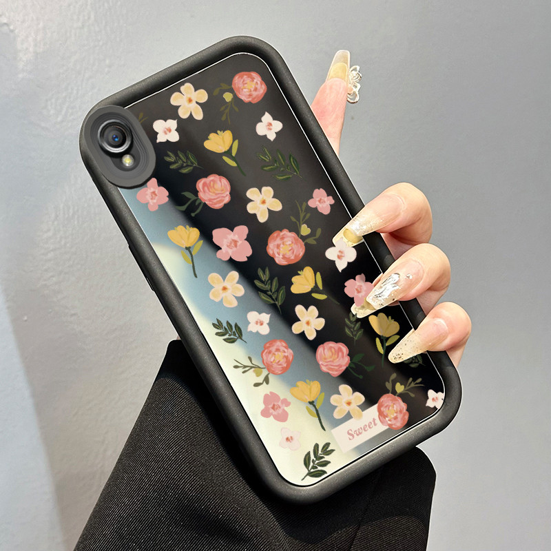 Casing Hp OPPO A37 A37F Case cermin Softcase pelindung Cesing silikon Kesing Bunga-bunga lucu sarung