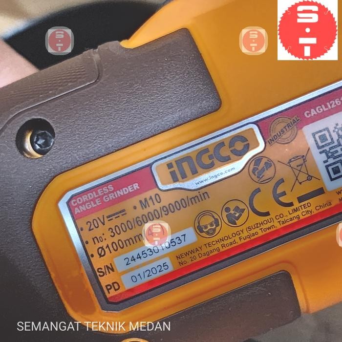 Cagli261021 Grenda Gerinda Baterai Cordless Brushless 4" Unit Ingco