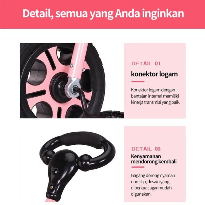 Sepeda Roda Tiga Anak 1 Tahun Sepeda Roda 3 Bayi Tricycle Anak Kursi Stroller Trike Anak-Anak Dorong