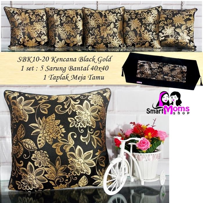 SARUNG BANTAL SOFA KURSI SHABBY CHIC MEWAH KENCANA BLACK GOLD