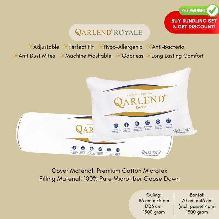 1 Set Bantal Guling Microfiber Bulu Angsa Sintetis - Qarlend Royale