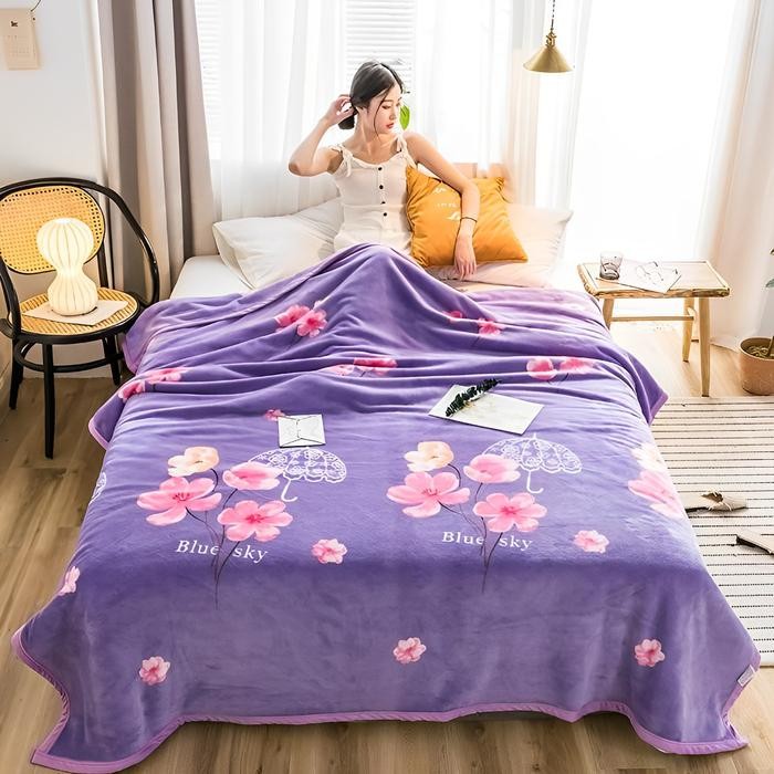 Selimut Bulu Halus Jumbo 200x230 Motif Kungu Super Tebal Pinggiran Full List Berkualitas Kado Kain