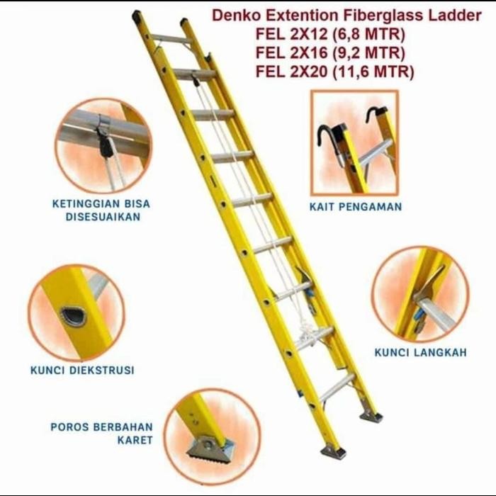 

Terlaris Tangga Lipat Fiberglass Denko Fel 2X20 12 Meter/Tangga Pln 12 Meter