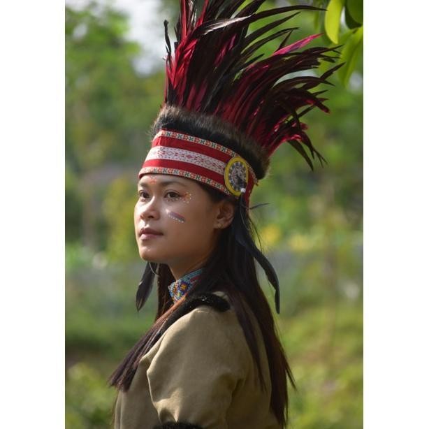 READY TOPI PAPUA - TOPI ADAT IRIAN AYAM BILABONG MERAH HITAM UNTUK PAWAI DAN KARNAVAL