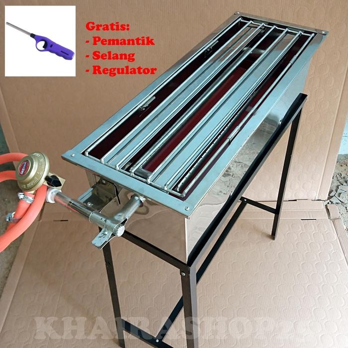 Alat pemanggang Panggangan BBQ grill sate portable gas stainless
