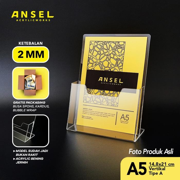 

Tempat Brosur Akrilik / Acrylic Flyer Stand Holder - A5 -Tipe A Bening