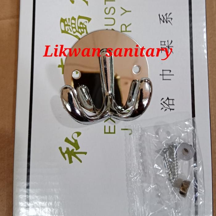 Double hook / gantungan baju stainless double / kapstok baju double