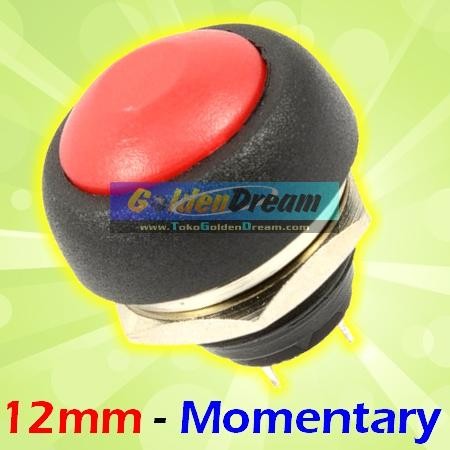 ~~~] Red Push On 12mm Momentary Round Switch Saklar HexOHM Bel Klakson Horn