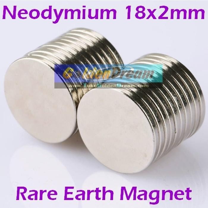 

paling diminati] Strong Magnet Neodymium 18x2mm Silinder diameter 18 tebal 2 mm N52