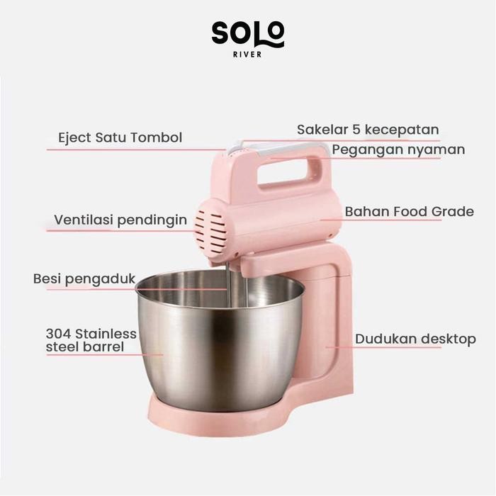 [Allthebest] SOLO RIVER Hand Stand Mixer HRDDQ03WT 5spd 180 Watt
