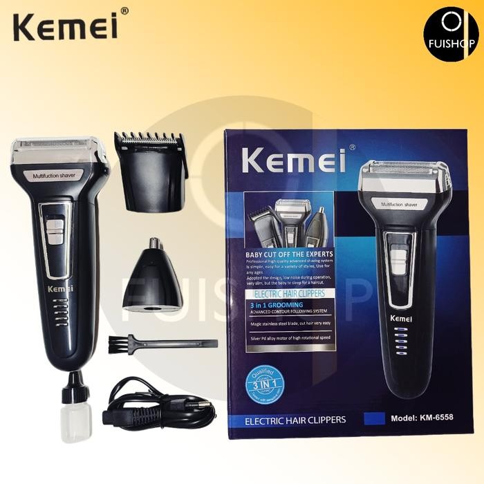 KEMEI KM- 6558 ALAT CUKUR JENGGOT KUMIS MESIN CUKUR SHAVER 3 IN 1