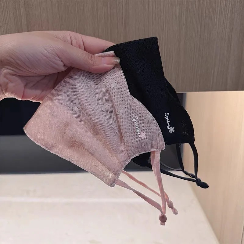 Ultra-Thin Lace Face Mask Women's High-Aesthetic Outdoor Breathable Floral Mesh Protective Cover