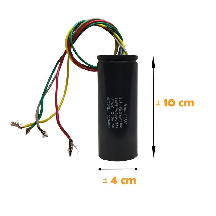 Kapasitor Mesin Cuci Kapasitor Double 4+8 Uf Kapasitor Mesin Cuci 2 Tabung Capasitor Mesin Cuci