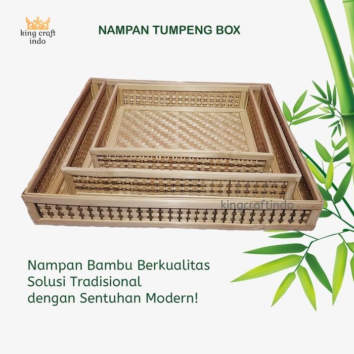 PREMIUM Nampan Tumpeng Kotak Tampah Tumpeng Besar Persegi Box Anyaman Bambu