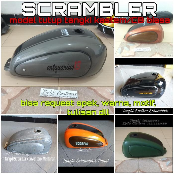 PREMIUM Tangki Scrambler for Vixion Verza CB 150 old injektion tutup tank std