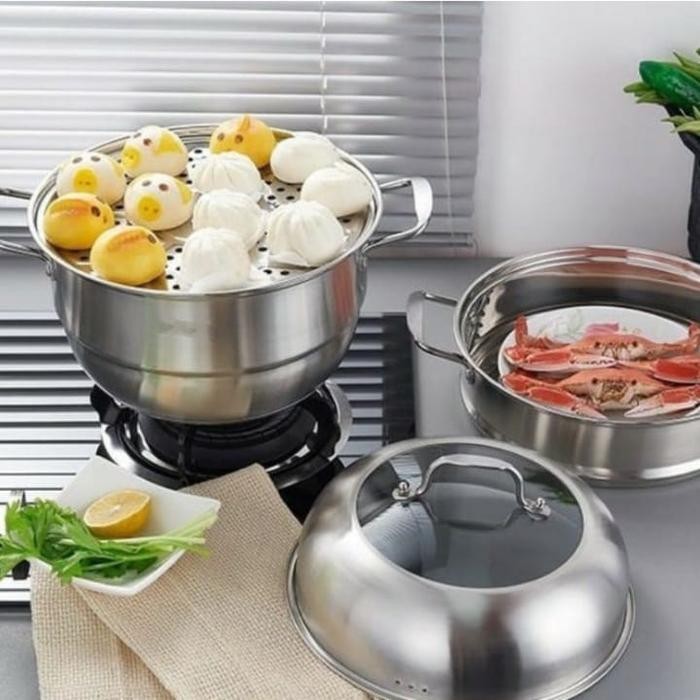 PREMIUM THSB - ALAT DAPUR PANCI KUKUS ALASKA 3 SUSUN SOUP POT STEAMER STAINLES