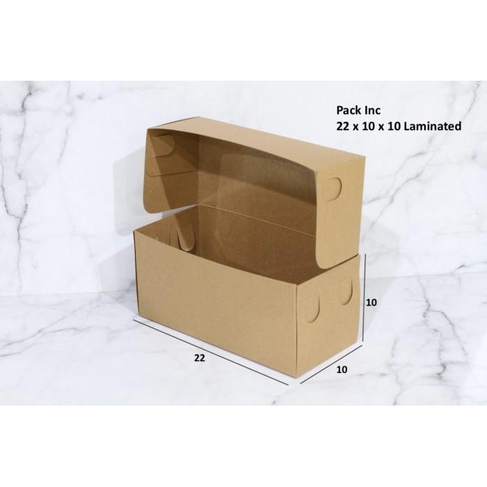 (Expert) Box Kraft Craft Dus Coklat Kue Roti 22 x 10 x 10 cm Laminasi 25 pcs
