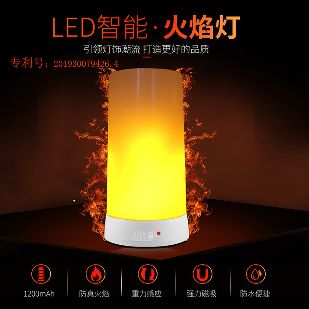 Led Flame Effect Light, Fireplace Light With Remote & Timer, Usb Rechargeable Battery Operated Flame