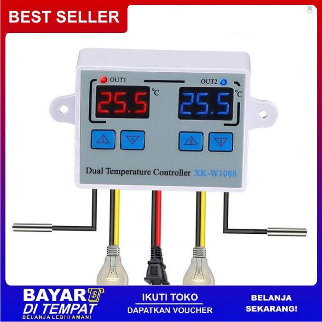FREE ONGKIR SALE TERMOSTAT PENGATUR SUHU DIGITAL DUAL RELAY OUTPUT THERMOREGULA BISA COD