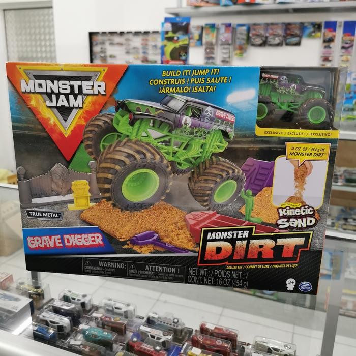 HOT WHEELS MONSTER JAM GRAVE DIGGER KINETIC DIRT DELUXE SPIN MASTER