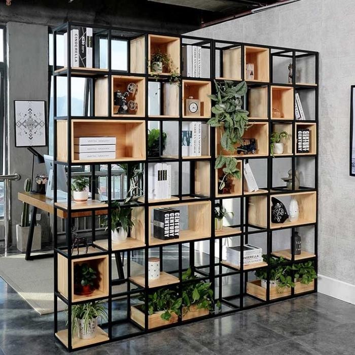 CUSTOM ORDER RAK/PARTISI INDUSTRIAL BESI 210X220X25CM FURNITURE KAYU