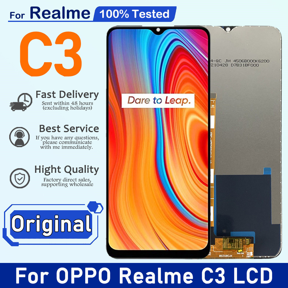 Original For Realme C3 Display Lcd Rmx2027 Rmx2021 Rmx2020 Touch Screen Frame Assembly Replacement