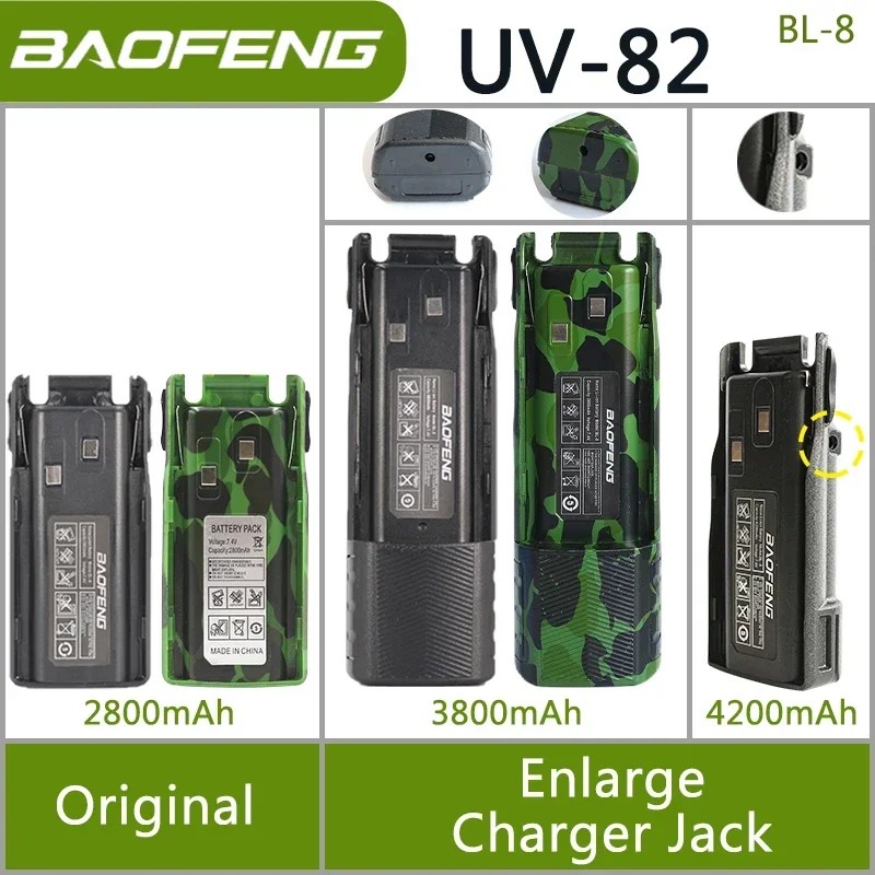 Baofeng Uv 82 Bl-8 Battery Walkie Talkie Ham Radio 2800/3800/4200 Mah Enlarge Uv82 Plus Uv-8D