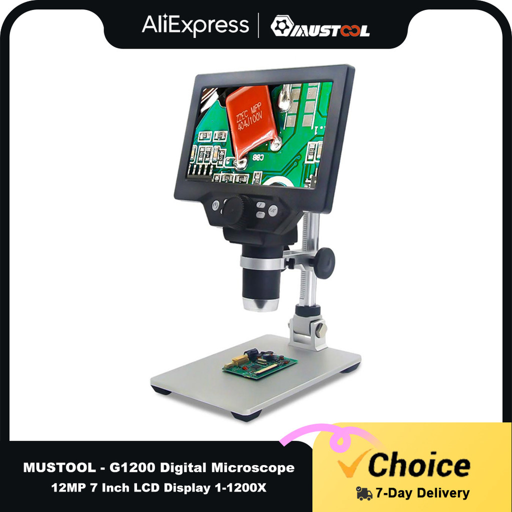 Mustool G1200 Digital Microscope 12Mp 7 Inch Lcd Display 1-1200X Continuous Amplification Magnifier