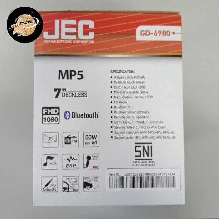 Deckless Jec Gd 6980 / Head Unit Deckless Gd-6980