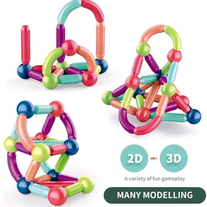 Mainan Edukasi Diy Susun Block Stick Magnetic - Magnetic Stick Rod