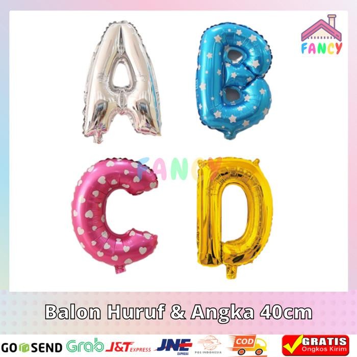 (Allthebest) [ECER] BALON HURUF ANGKA Foil 40cm Emas Silver PinkBiru IMPORT QUALITY