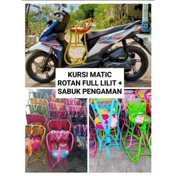 Kursi rotan motor matic/boncengan motor anak/kursi rotan anak