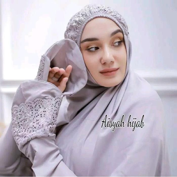 Mukena Terusan Khodijah Jumbo Dewasa Katun Siti Khadijah Syahrini Pasteleena Full Bordir Mukena