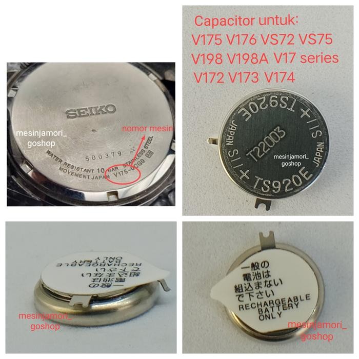 PROMO baterai kapasitor seiko V172 V175 V176 VS75 TS920E original