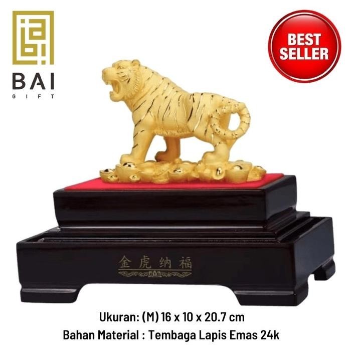 Jual [READY] Patung dan Pajangan Harimau Lapis Emas 24K /patung lapis emas