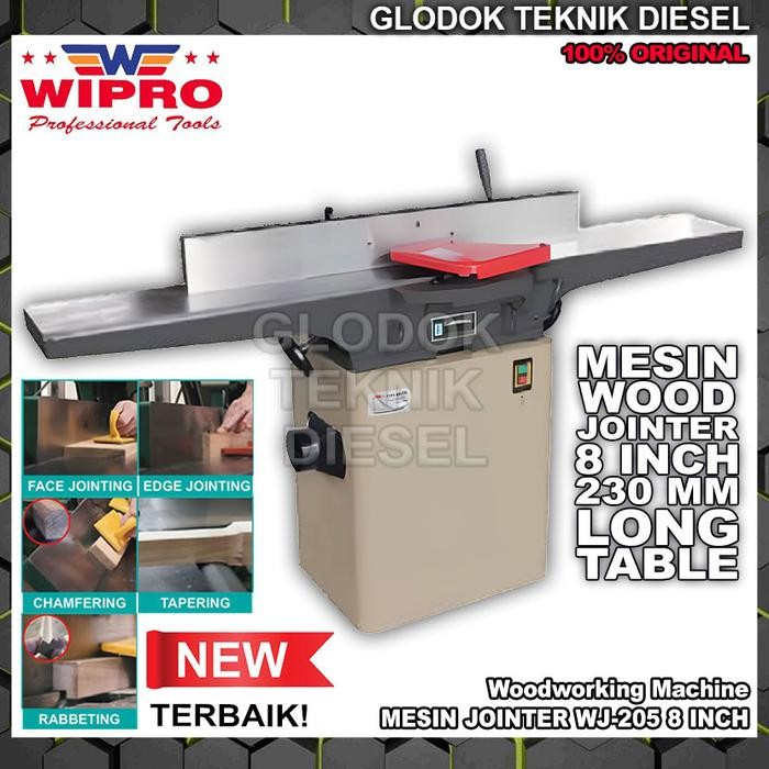 Wipro Mesin Wood Jointer 8 inch / 8" 230 mm WJ-205 LONG TABLE Original Wood Working Jointing