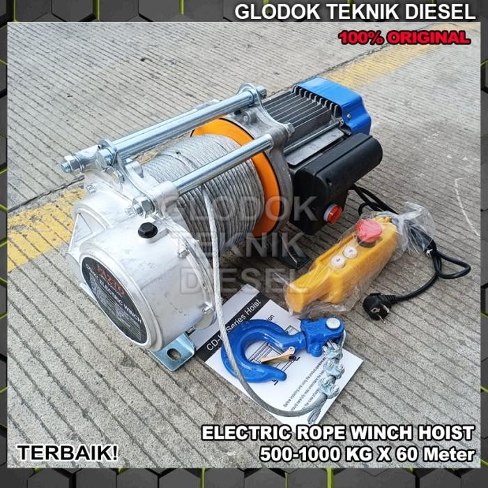 Winch Electric Hoist 1000KG Katrol Elektrik Winch 1000 KG 1 Ton 100 M Wire Rope Chain Hoist 1 Phase