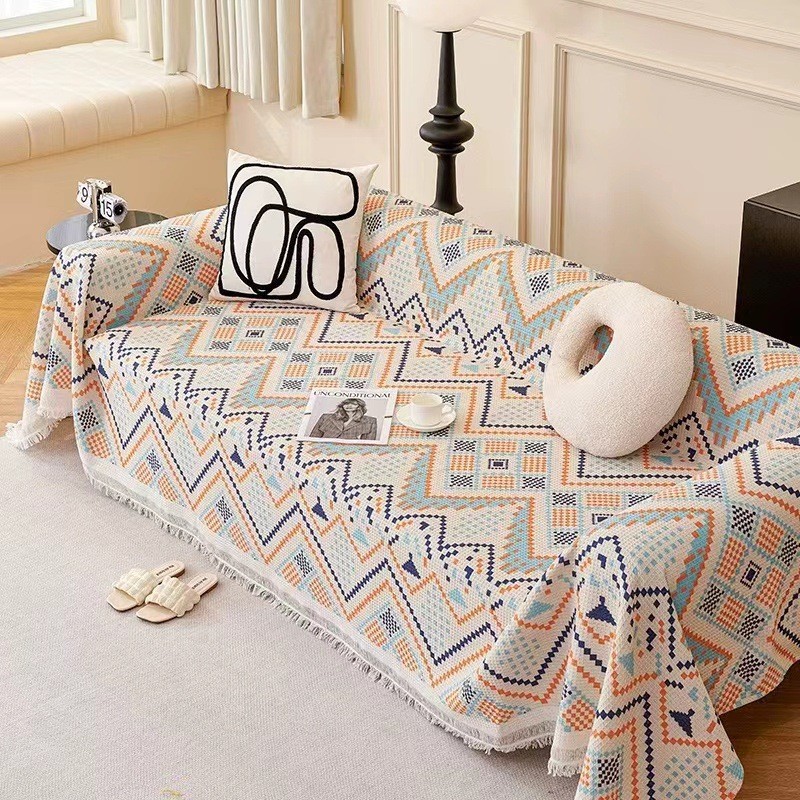 

Furniture Cover Durable Fabric Dust-proof Anti-scratch Geometry Sofa Towel Home Living Room Decor Sofa Blanket Multipurpose