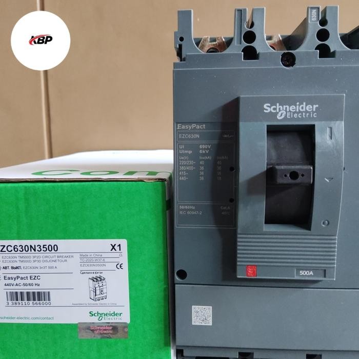 Terbagus Mccb Schneider Ezc630N 3P 500A Breaker Schneider Ezc630N3500