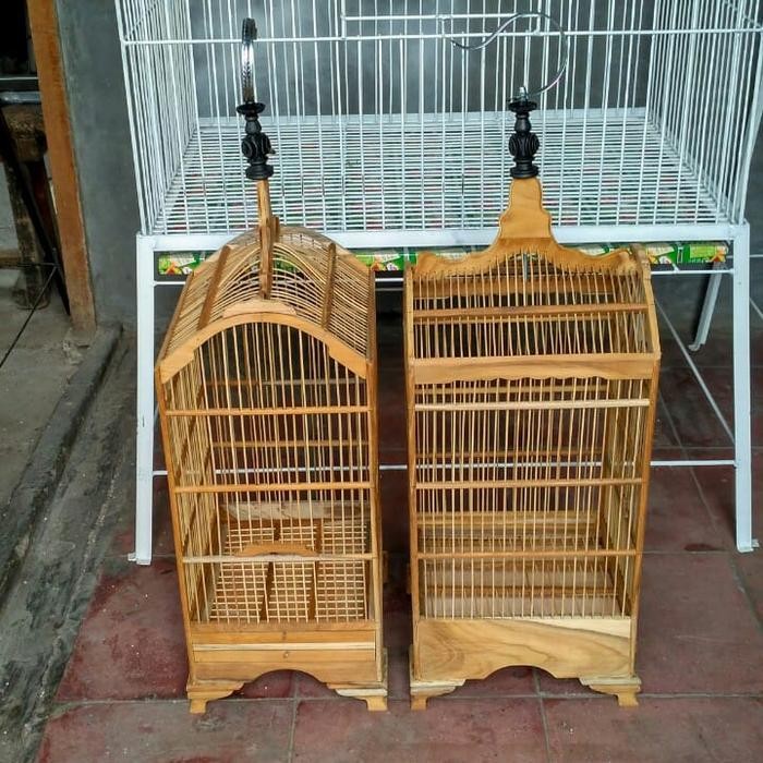 Kandang Burung Kotak Kecil Mentahan Kayu Jati P26 Cm Xl 23 Cm Ful Set