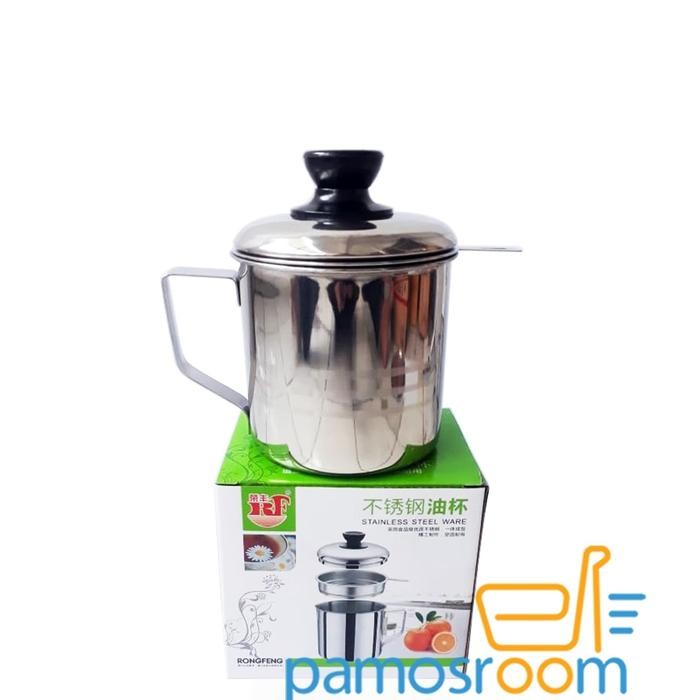 Pamosroom Oil Pot Stainless Steel 1100 ml Wadah Minyak Goreng Bekas