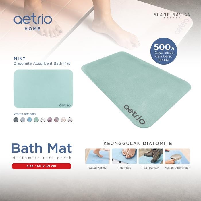 ASLI KESET DIATOMITE BATH MAT DUSTY MINT READY STOCK