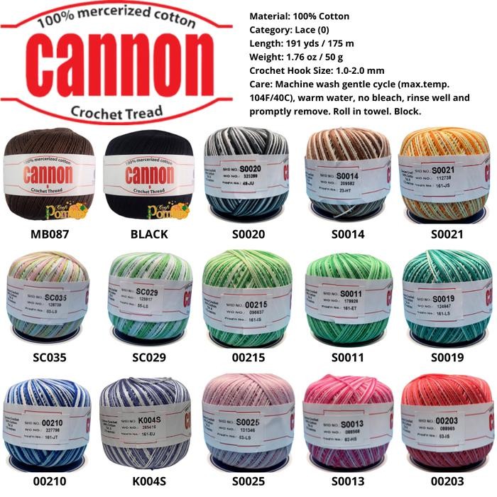 

LACE YARN SIZE 0 - BENANG CANNON CROCHET THREAD 100% MERCERISED COTTON