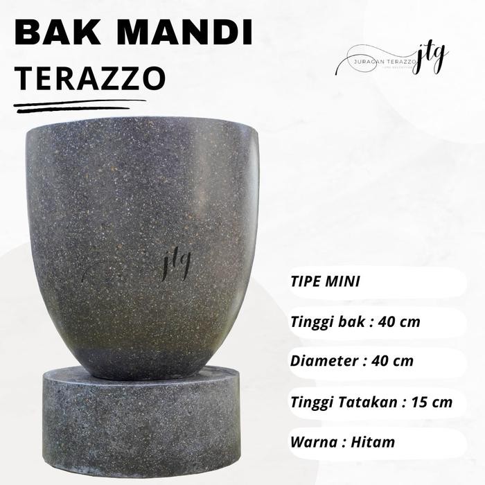 BAK MANDI TERASO UNIK MINIMALIS BAK MANDI MARMER TIPE MINI HITAM