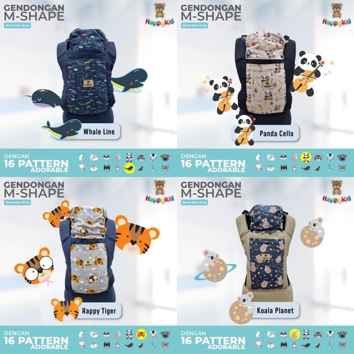 Moms_ Happykid Gendongan Bayi Ransel M-Shape Gendongan Bayi Depan Belakang Lite Carier