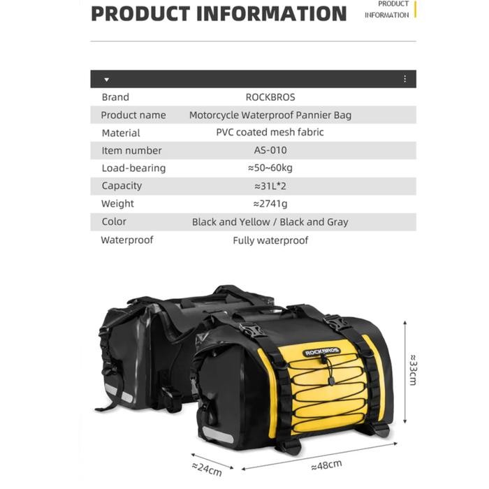 Rci Rockbros AS-010 Tas Touring Sepeda Motor Saddle Touring Seat Bag Motorcycle