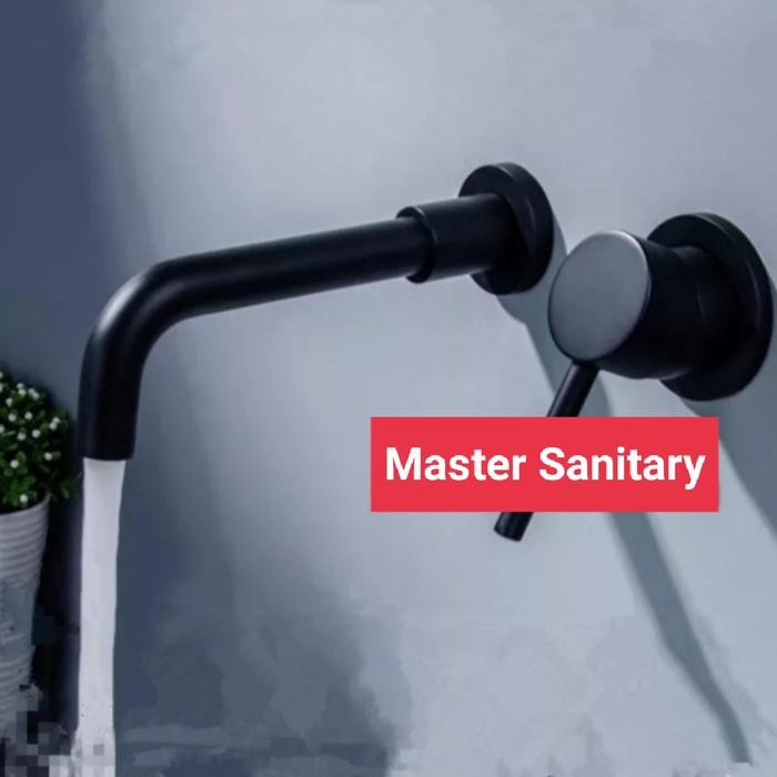 Unik Kran Wastafel Kuningan Hitam Dinding /Keran Cuci Tangan Hitam