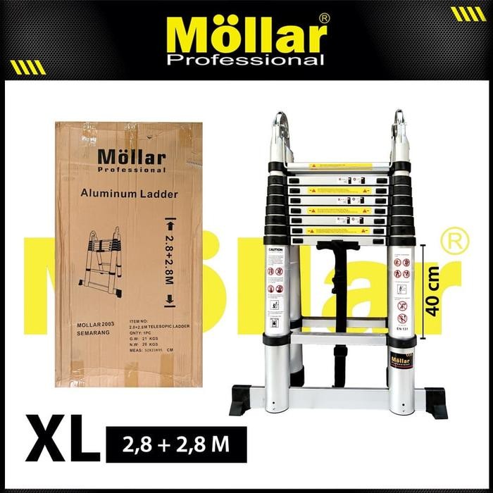

Terlaris Mollar Tangga Lipat A Xl Teleskopik 2.8 + 2.8 Meter Telescopic Ladder