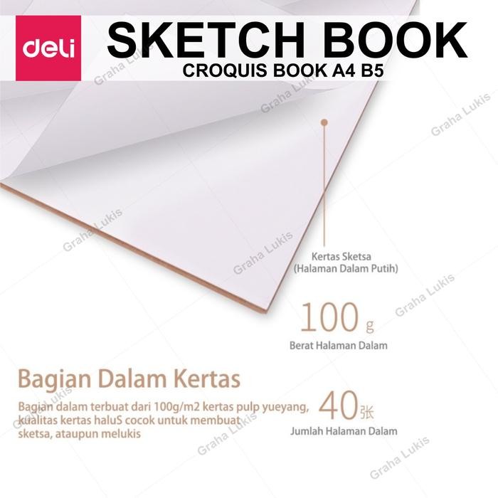 

DELI CROQUIS SKETCHBOOK 100GSM A4 / B5 SKETCH BOOK KODE 544